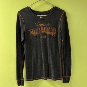 Harley-Davidson Dark Gray Long Sleeve with Orange Stitching